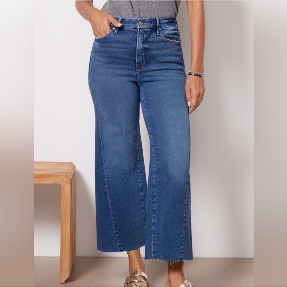 Good American Blue Wide Leg Flare Jeans